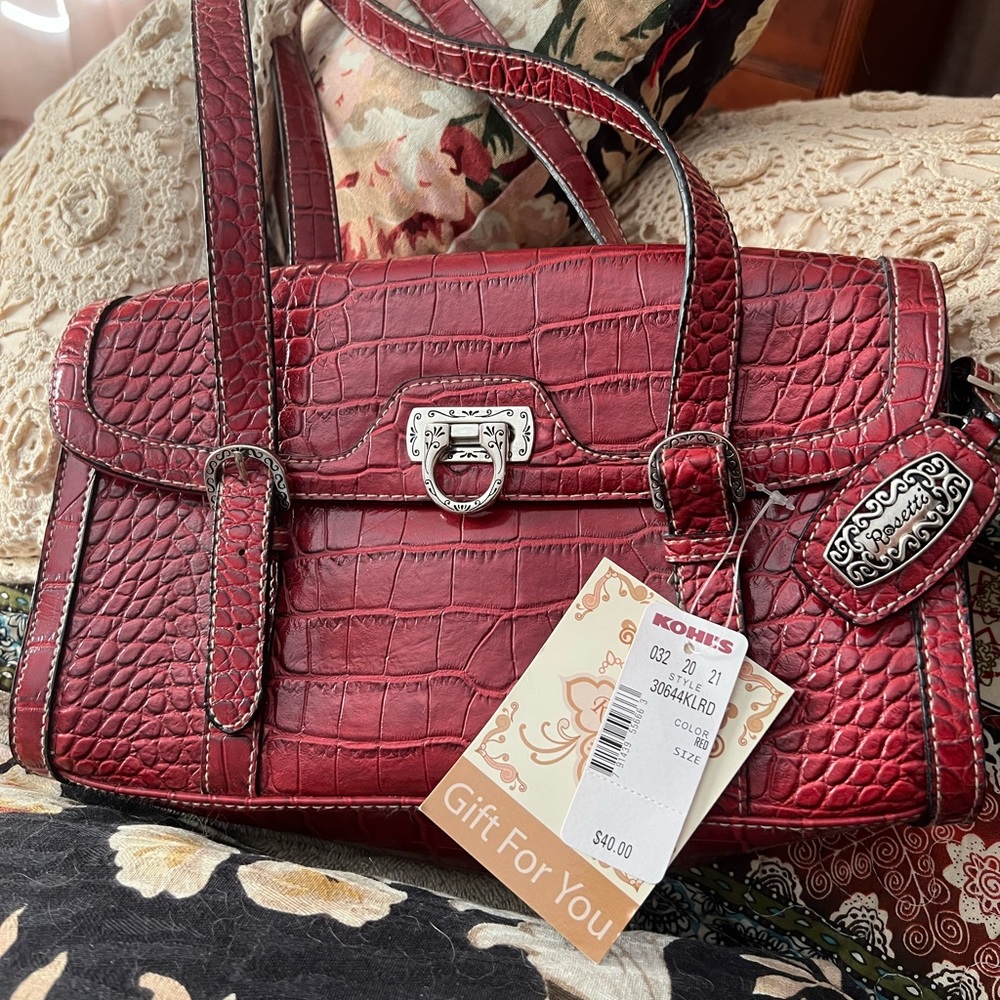 New Rossetti purse in a pretty red crackled faux leather.